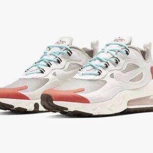 Nike | Women’s white/orange/turquoise Air Max 270 React Sneakers, size 10